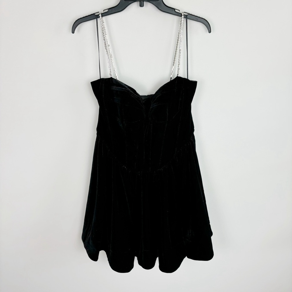 Bardot Elsie Velour Mini Dress in Black Size 8 - Picture 2 of 12